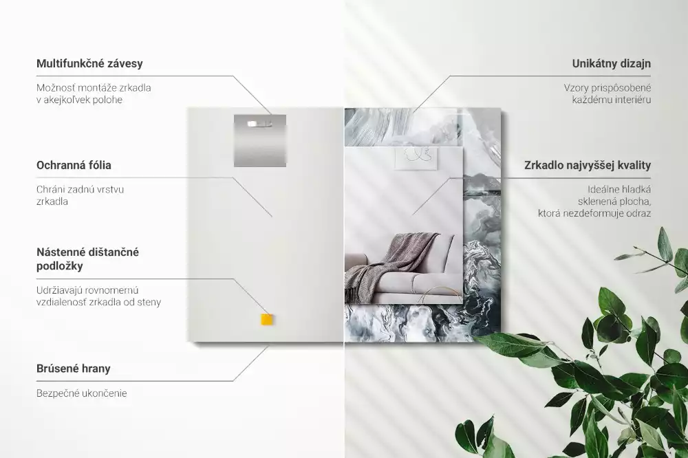 Obdélníkové dekorační zrcadlo Abstraktní malba kompozice