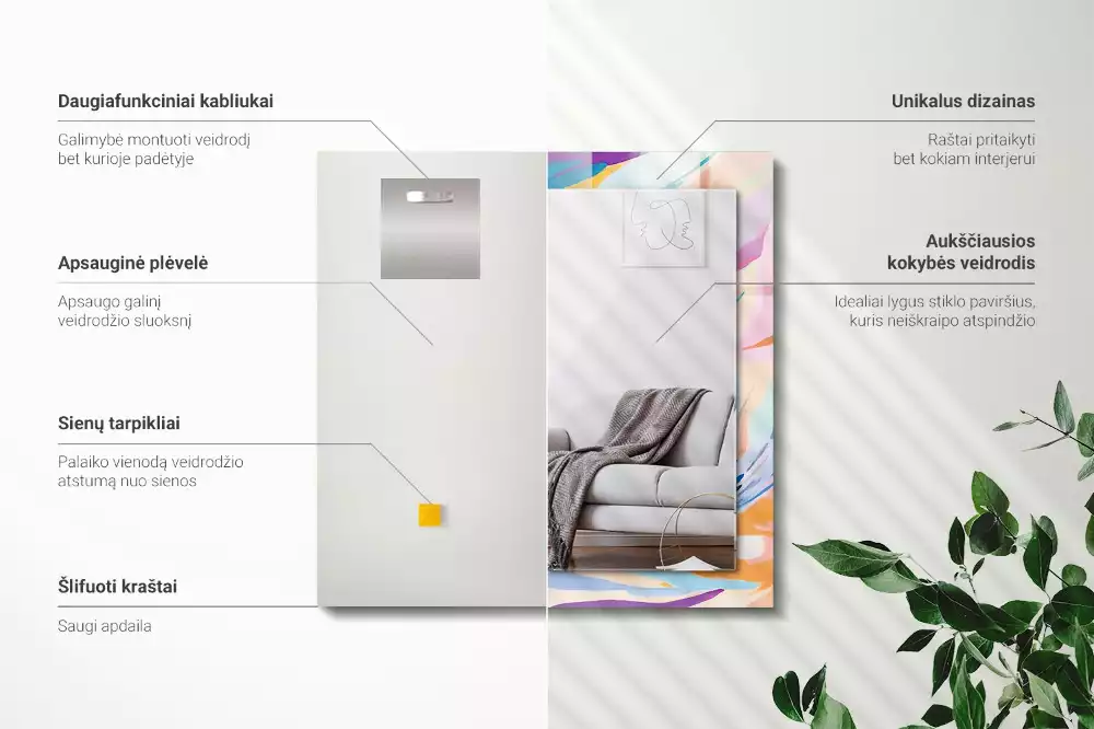 Obdélníkové dekorační zrcadlo Abstraktní barevné tahy