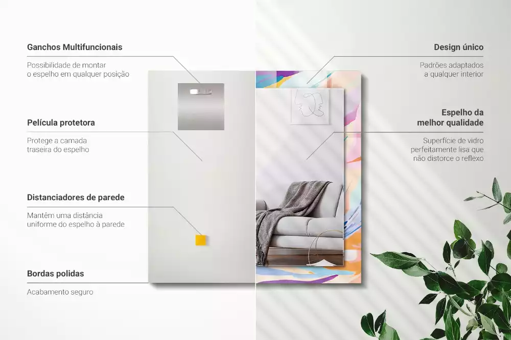 Obdélníkové dekorační zrcadlo Abstraktní barevné tahy