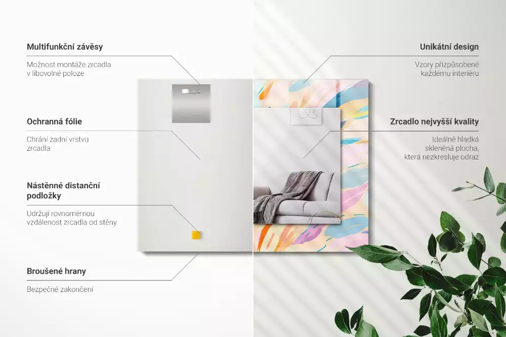Obdélníkové dekorační zrcadlo Abstraktní barevné tahy
