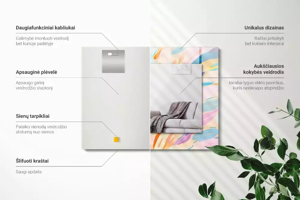 Obdélníkové dekorační zrcadlo Abstraktní barevné tahy