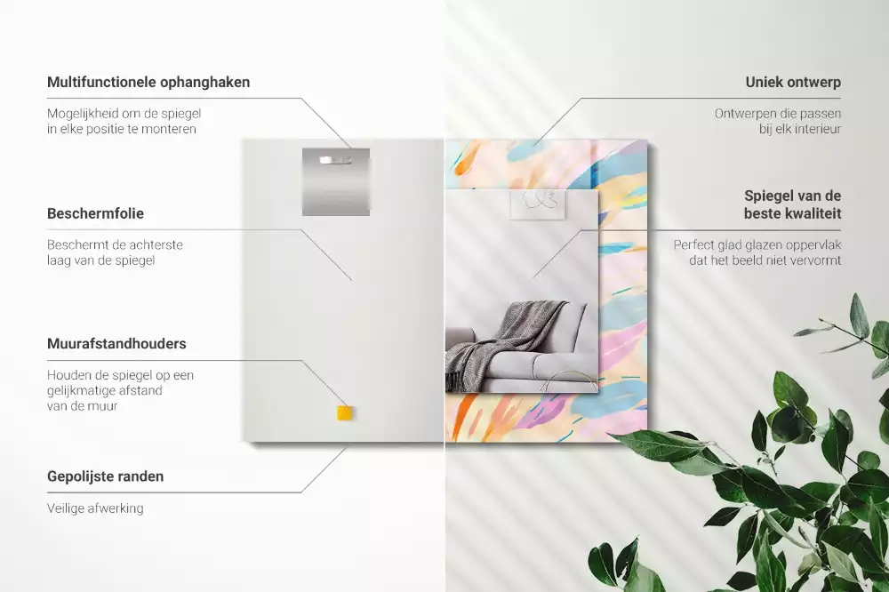 Obdélníkové dekorační zrcadlo Abstraktní barevné tahy