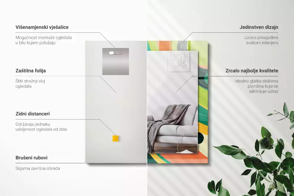 Obdélníkové dekorační zrcadlo Abstraktní barevné vzory