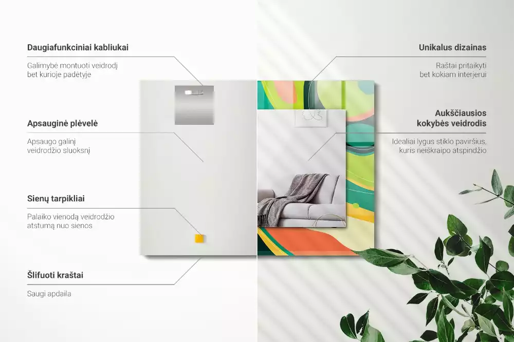 Obdélníkové dekorační zrcadlo Abstraktní barevné vzory