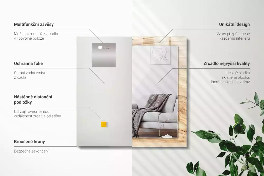 Obdélníkové dekorační zrcadlo Textura dřeva