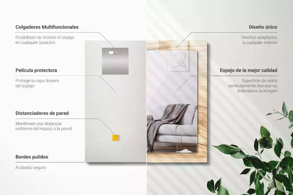 Obdélníkové dekorační zrcadlo Textura dřeva