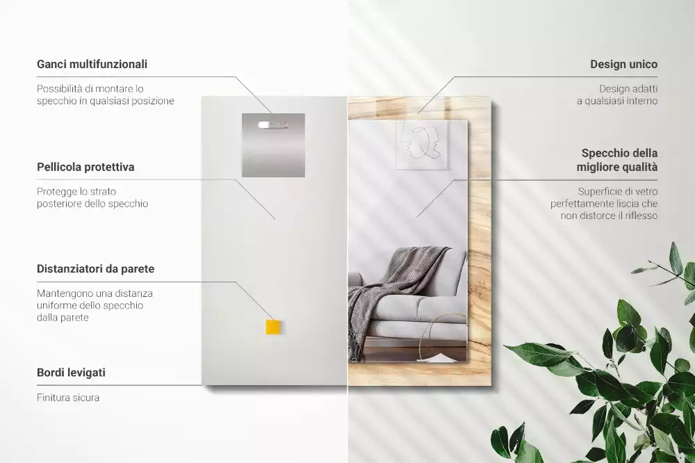 Obdélníkové dekorační zrcadlo Textura dřeva