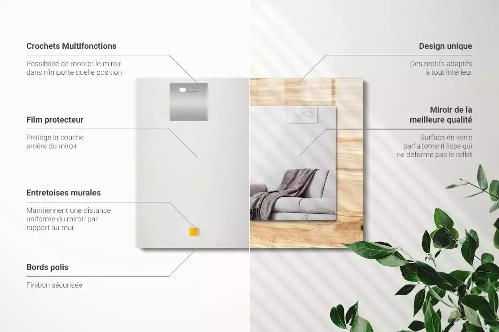 Obdélníkové dekorační zrcadlo Textura dřeva