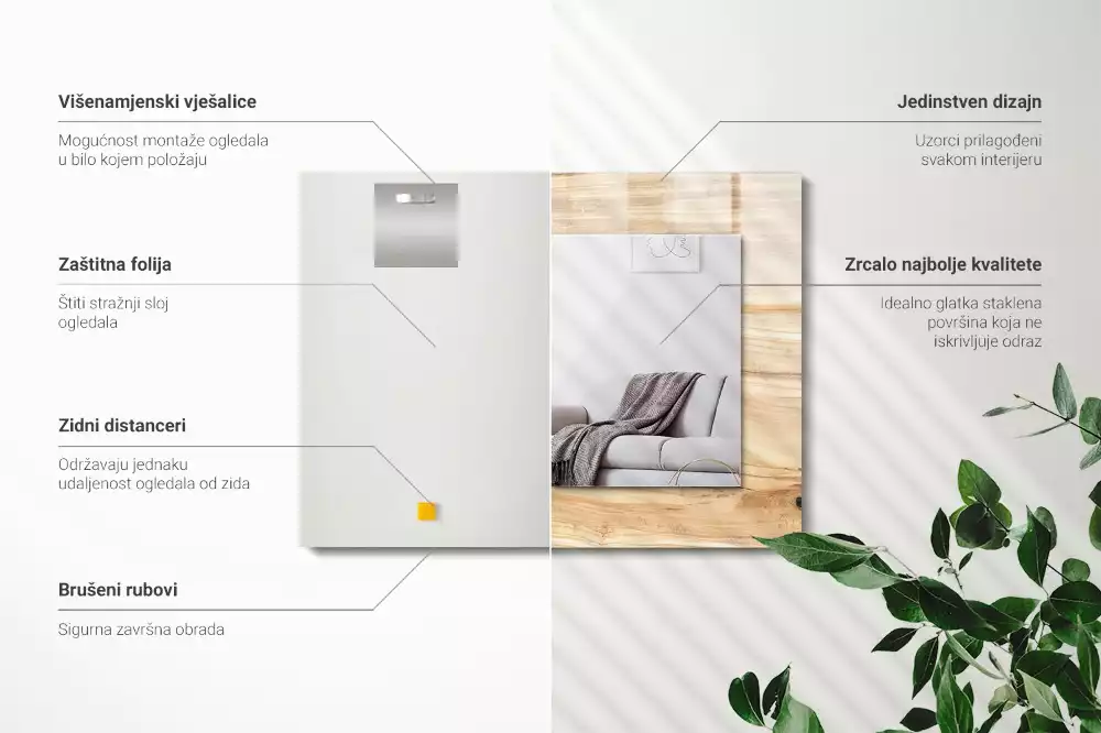 Obdélníkové dekorační zrcadlo Textura dřeva