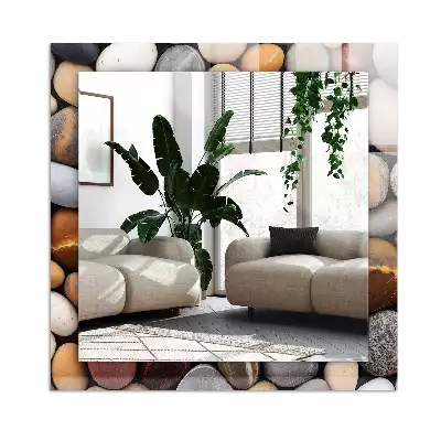 Obdélníkové dekorační zrcadlo Barevné hladké kameny