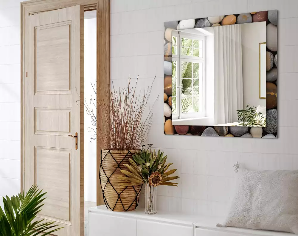 Obdélníkové dekorační zrcadlo Barevné hladké kameny