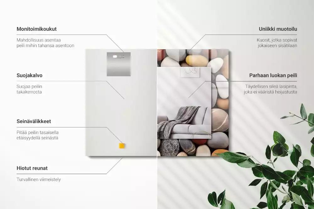 Obdélníkové dekorační zrcadlo Barevné hladké kameny