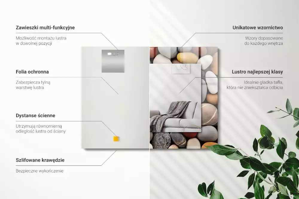 Obdélníkové dekorační zrcadlo Barevné hladké kameny