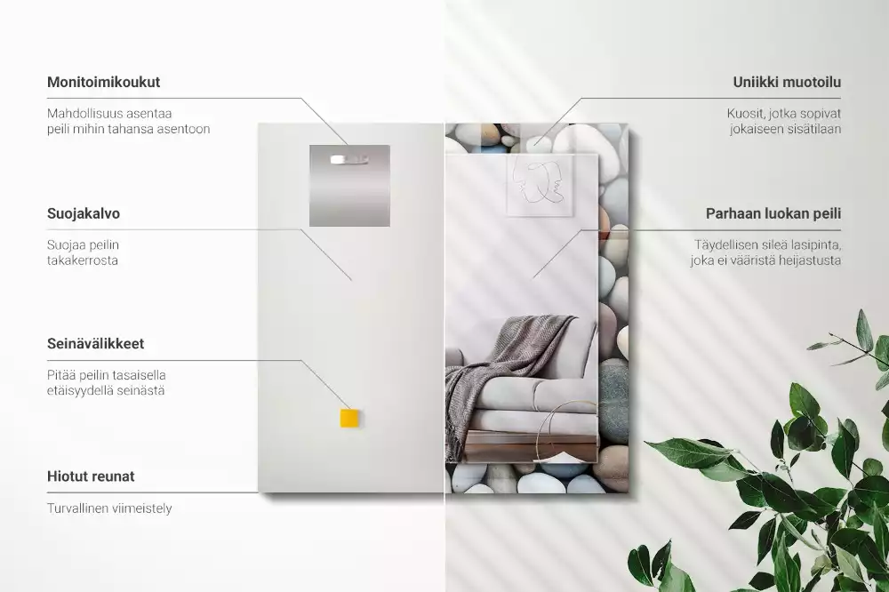 Obdélníkové dekorační zrcadlo Barevné hladké kameny