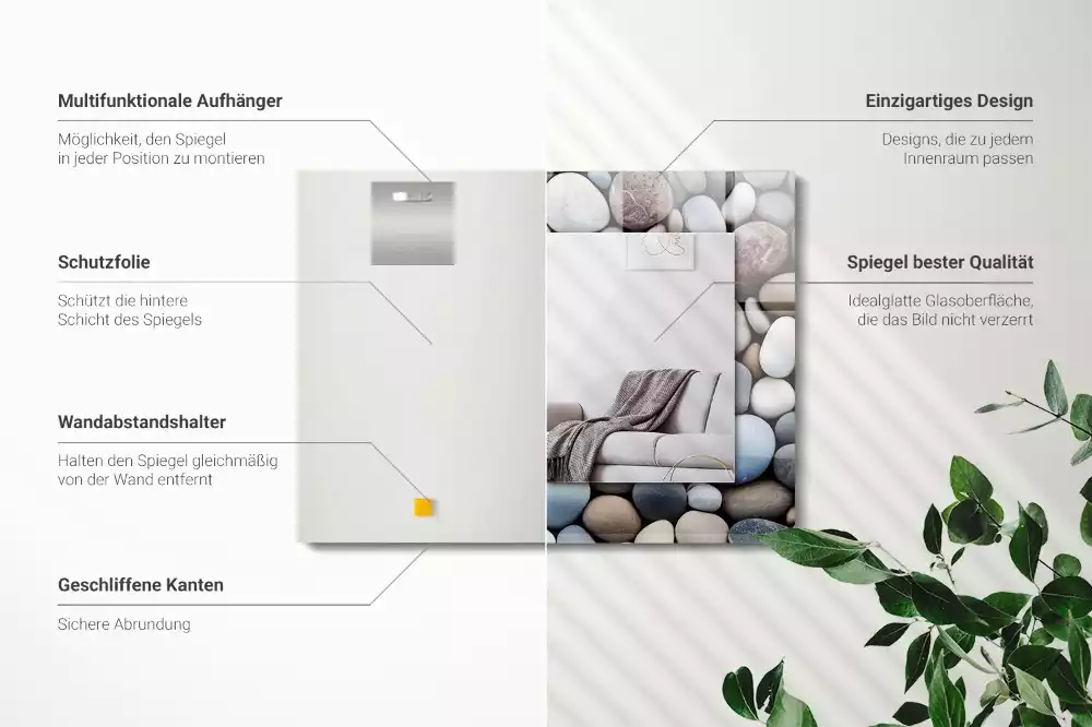 Obdélníkové dekorační zrcadlo Barevné hladké kameny