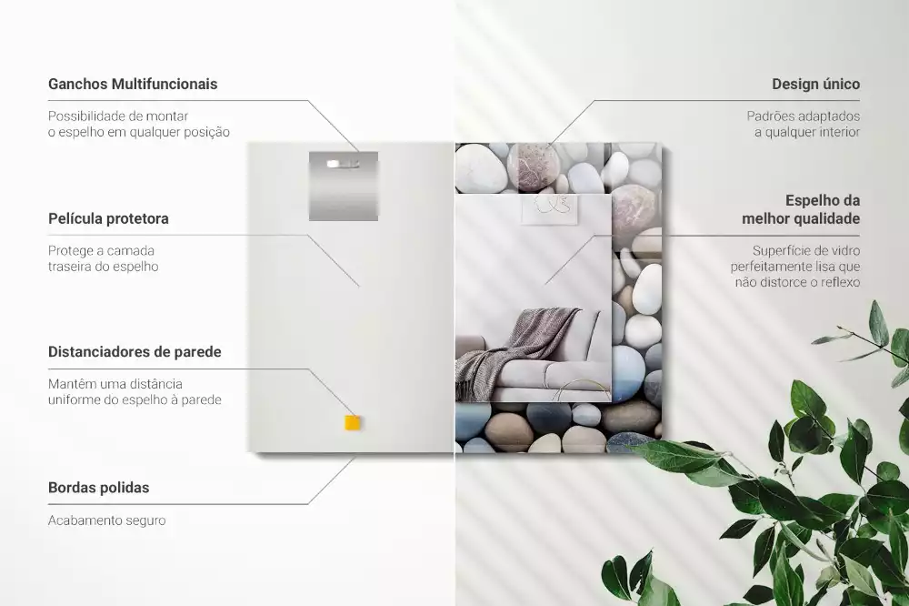 Obdélníkové dekorační zrcadlo Barevné hladké kameny