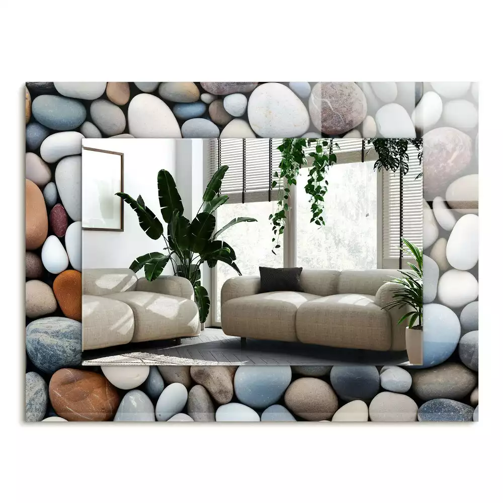 Obdélníkové dekorační zrcadlo Barevné hladké kameny