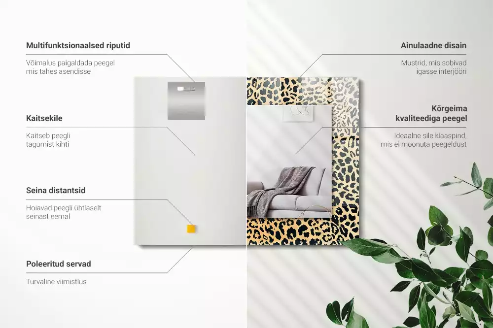 Obdélníkové dekorační zrcadlo Leopardí potisk