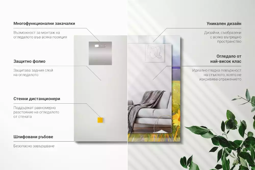 Obdélníkové dekorační zrcadlo Slunečnicové pole