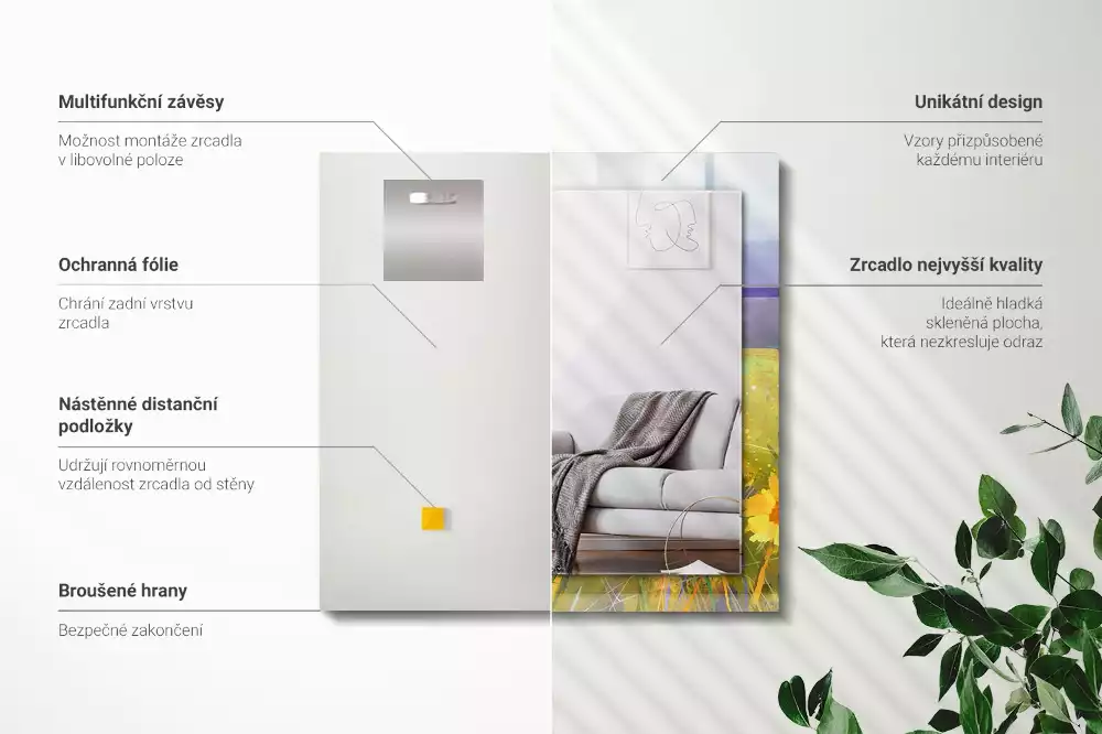 Obdélníkové dekorační zrcadlo Slunečnicové pole