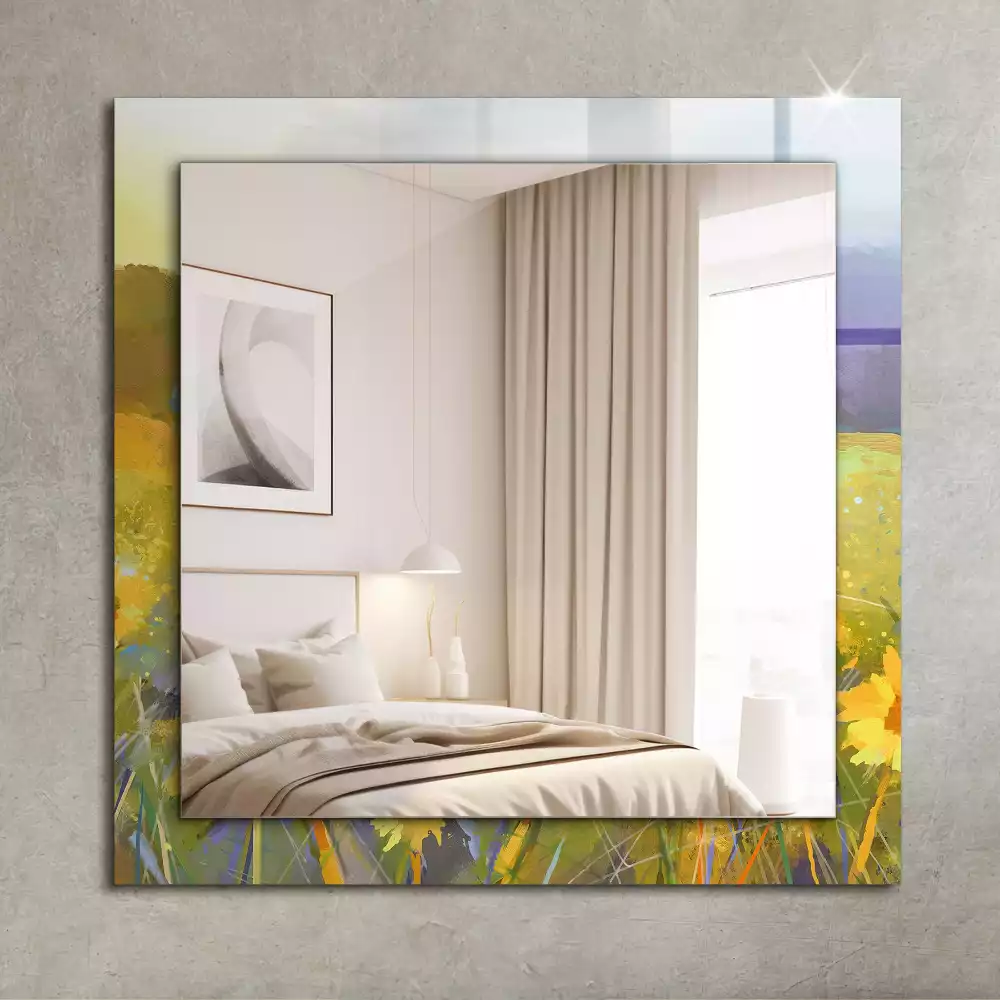 Obdélníkové dekorační zrcadlo Slunečnicové pole