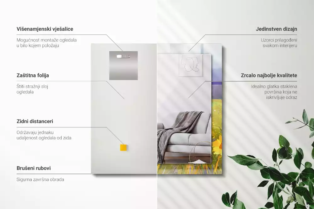 Obdélníkové dekorační zrcadlo Slunečnicové pole