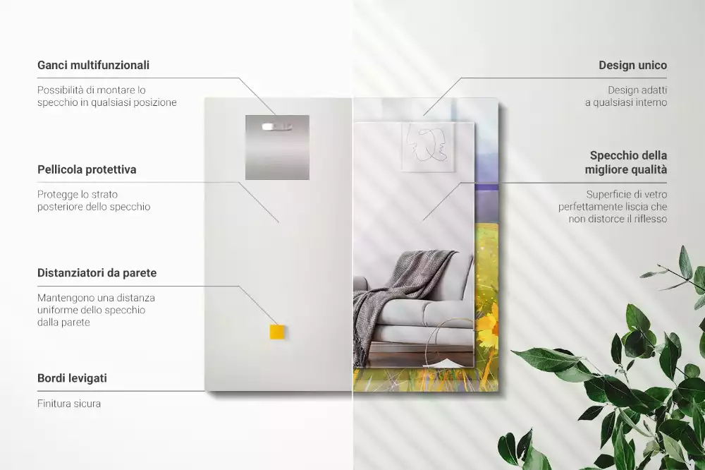 Obdélníkové dekorační zrcadlo Slunečnicové pole