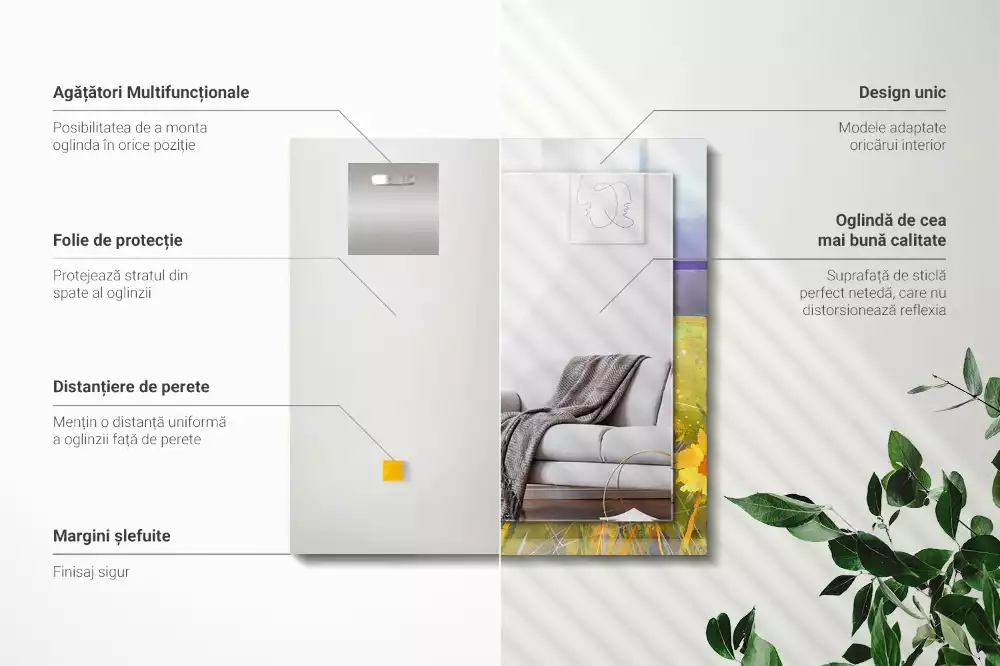 Obdélníkové dekorační zrcadlo Slunečnicové pole