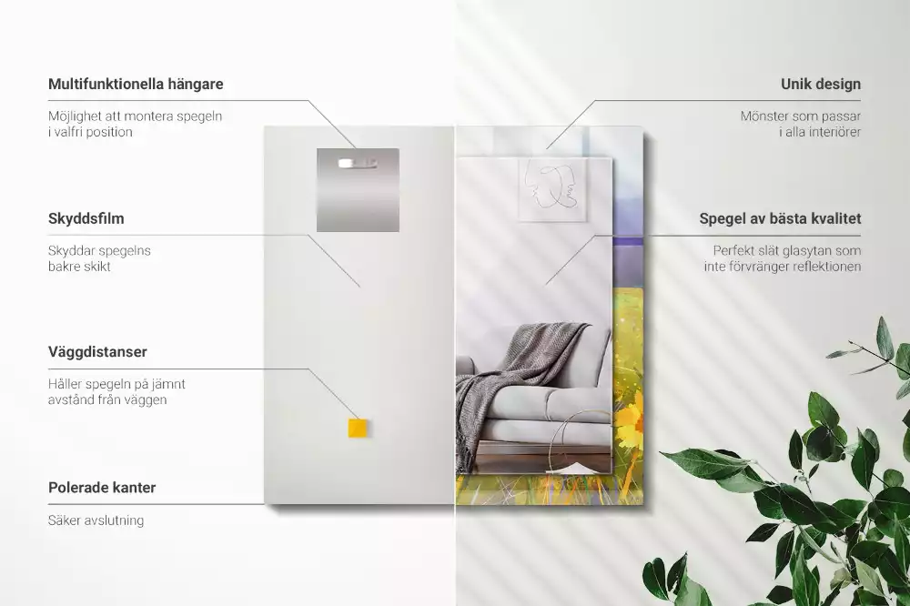 Obdélníkové dekorační zrcadlo Slunečnicové pole