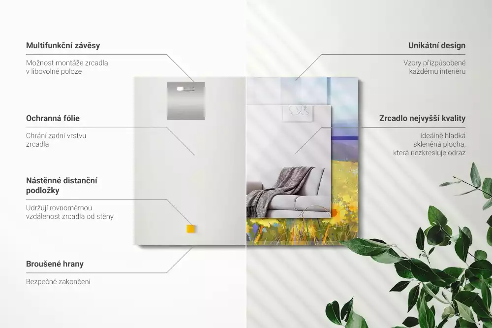 Obdélníkové dekorační zrcadlo Slunečnicové pole