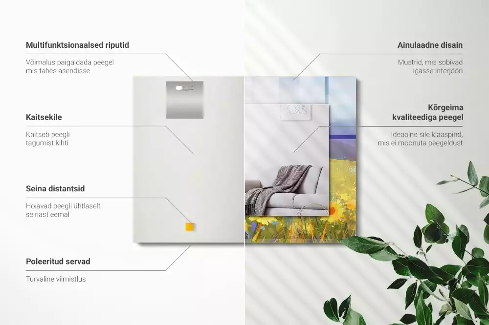 Obdélníkové dekorační zrcadlo Slunečnicové pole