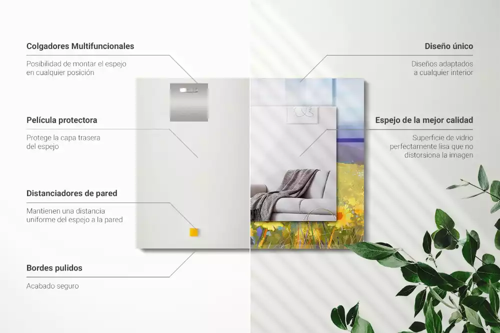 Obdélníkové dekorační zrcadlo Slunečnicové pole