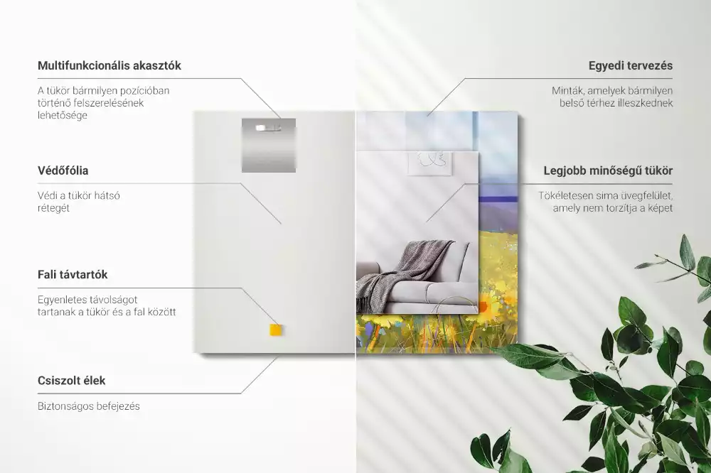 Obdélníkové dekorační zrcadlo Slunečnicové pole