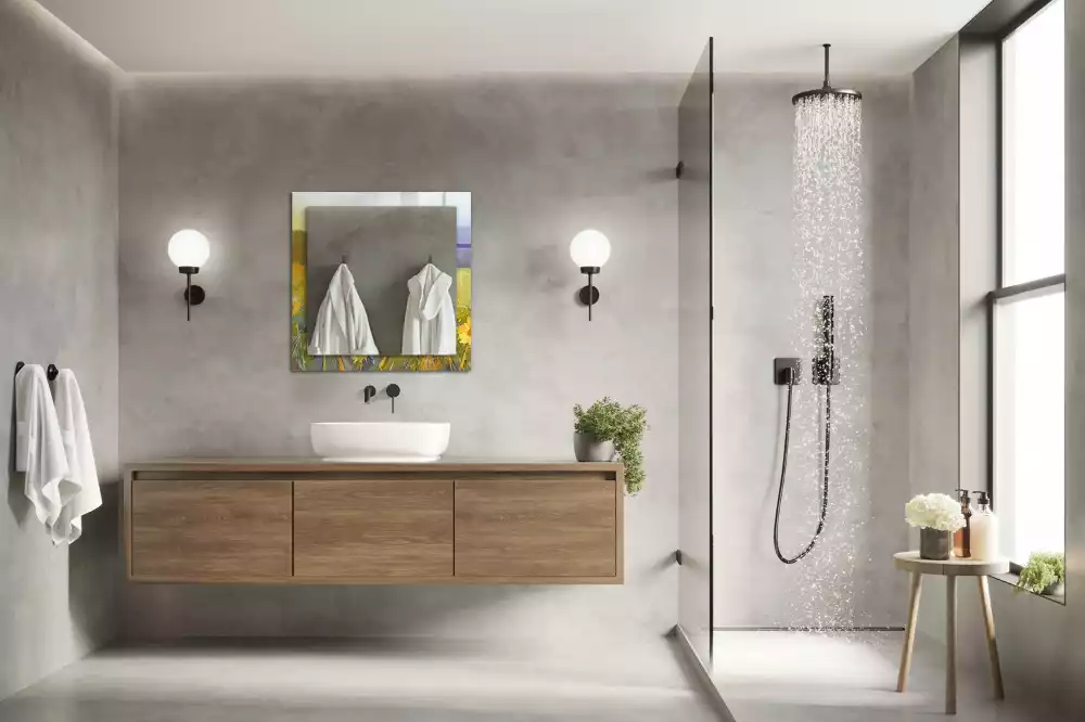 Obdélníkové dekorační zrcadlo Slunečnicové pole