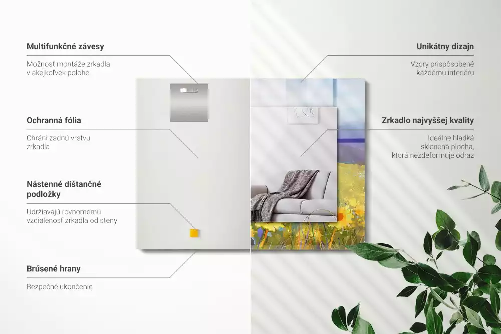 Obdélníkové dekorační zrcadlo Slunečnicové pole