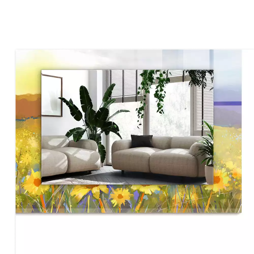 Obdélníkové dekorační zrcadlo Slunečnicové pole