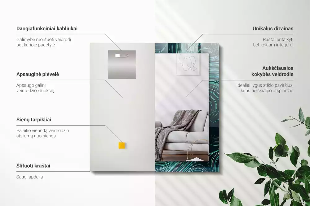 Obdélníkové dekorační zrcadlo Abstraktní čáry vzory