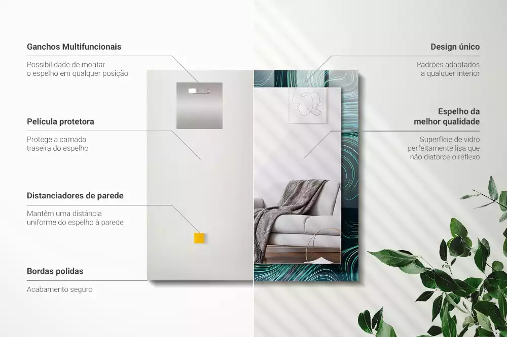 Obdélníkové dekorační zrcadlo Abstraktní čáry vzory