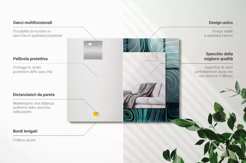 Obdélníkové dekorační zrcadlo Abstraktní čáry vzory