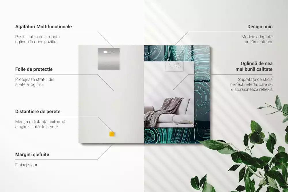 Obdélníkové dekorační zrcadlo Abstraktní čáry vzory