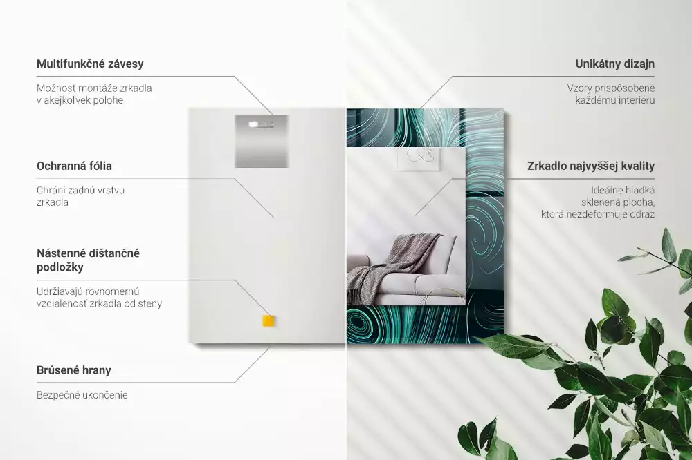 Obdélníkové dekorační zrcadlo Abstraktní čáry vzory