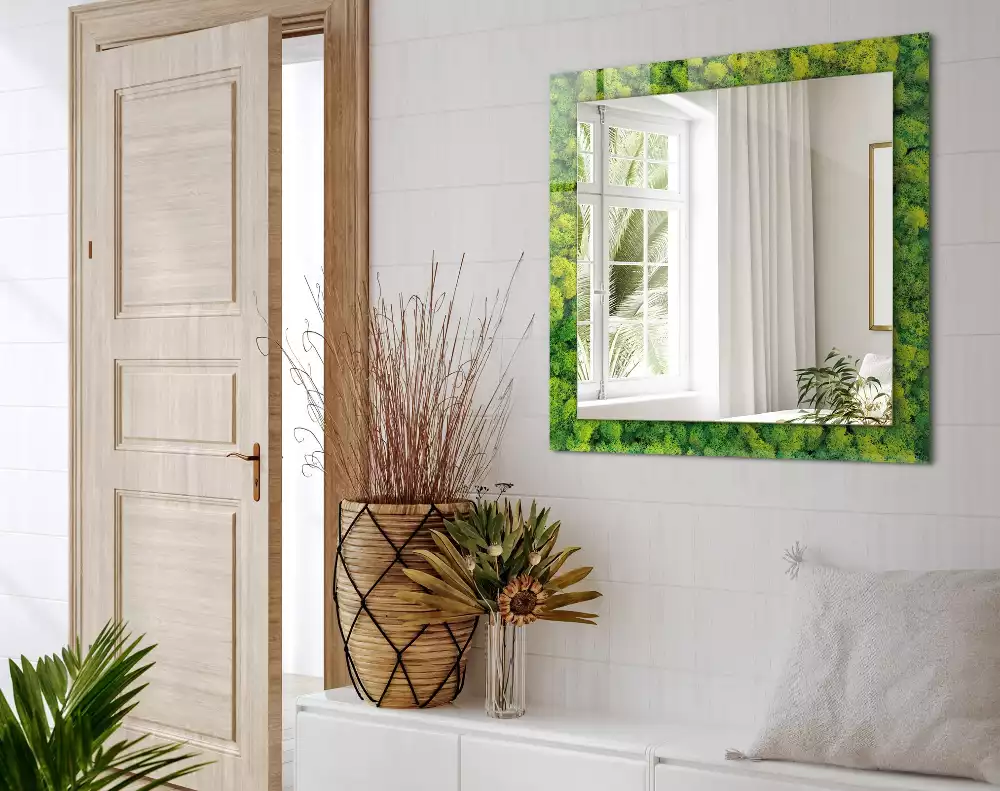 Obdélníkové dekorační zrcadlo Zelený mech