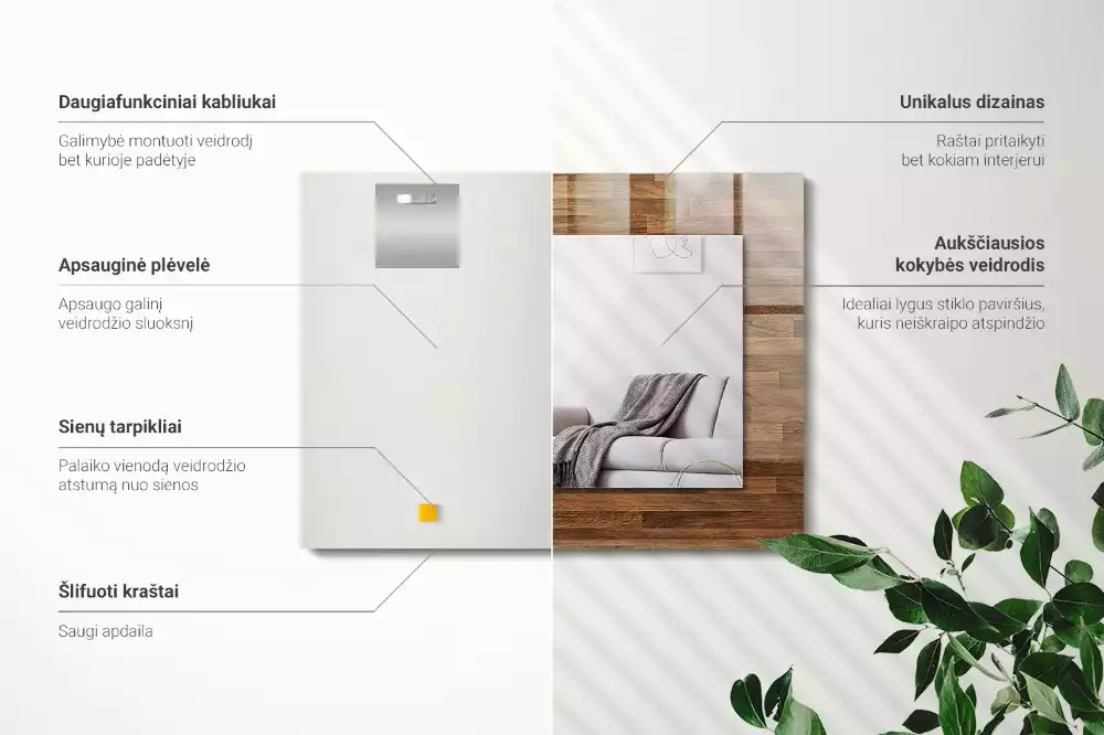 Obdélníkové dekorační zrcadlo Dřevěné panely