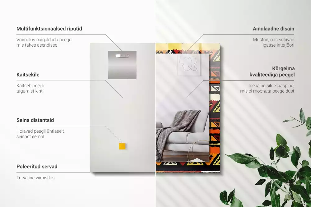 Obdélníkové dekorační zrcadlo Barevný etnický vzor