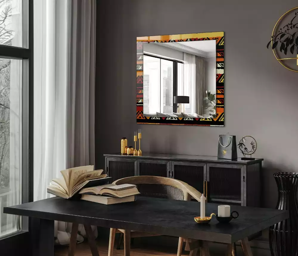Obdélníkové dekorační zrcadlo Barevný etnický vzor
