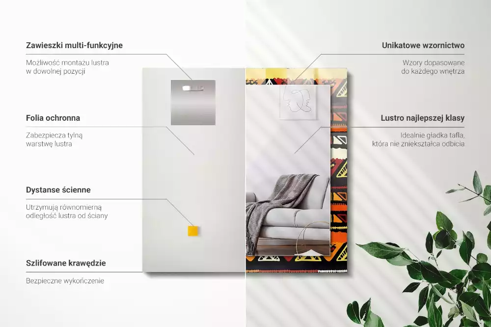 Obdélníkové dekorační zrcadlo Barevný etnický vzor