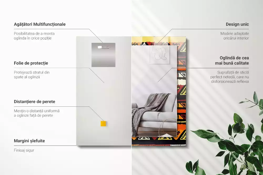 Obdélníkové dekorační zrcadlo Barevný etnický vzor