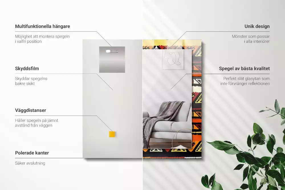 Obdélníkové dekorační zrcadlo Barevný etnický vzor