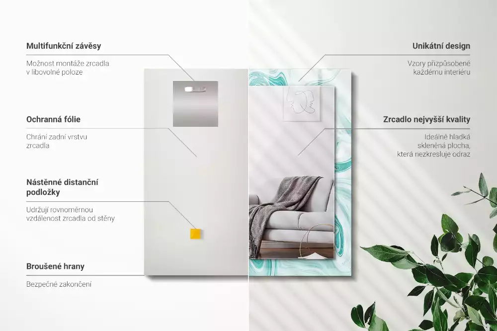 Obdélníkové dekorační zrcadlo Abstraktní mramorový vzor