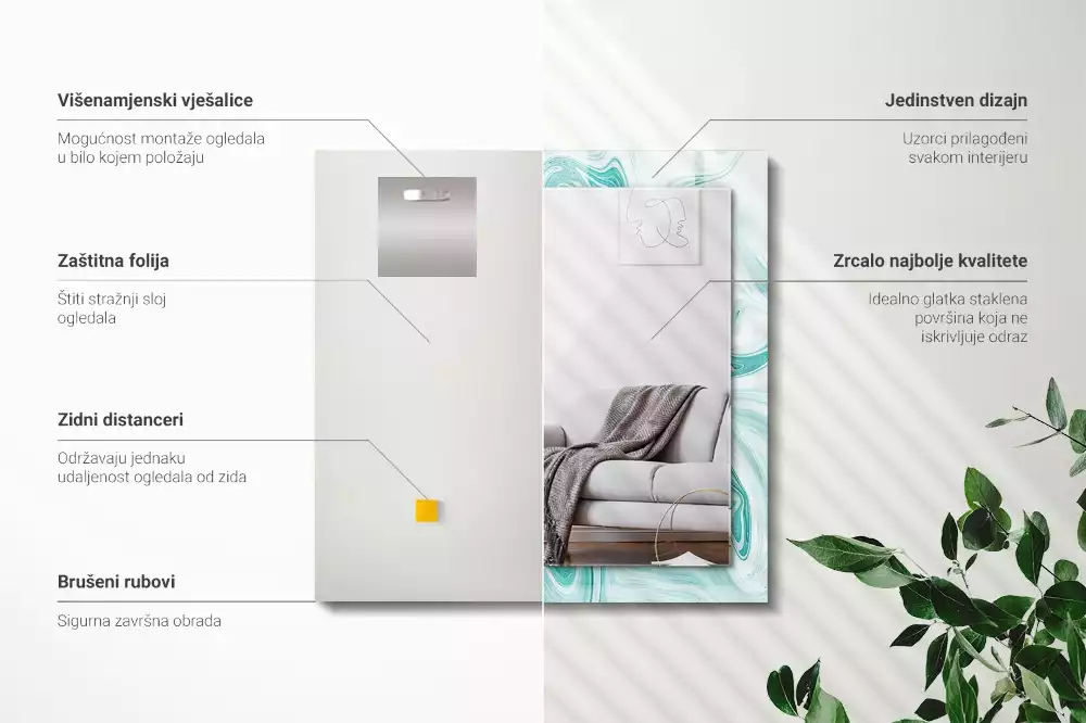 Obdélníkové dekorační zrcadlo Abstraktní mramorový vzor